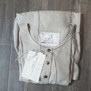 Not Perfect Linen - Long Sleeve Midi Mama Linen Dress